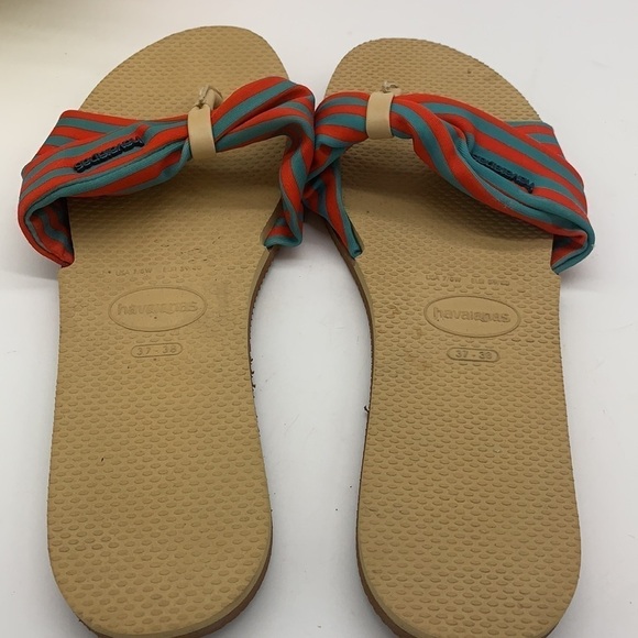 Havaianis blue red striped flip flop sandals 37/38. FFT0518C - Picture 4 of 6